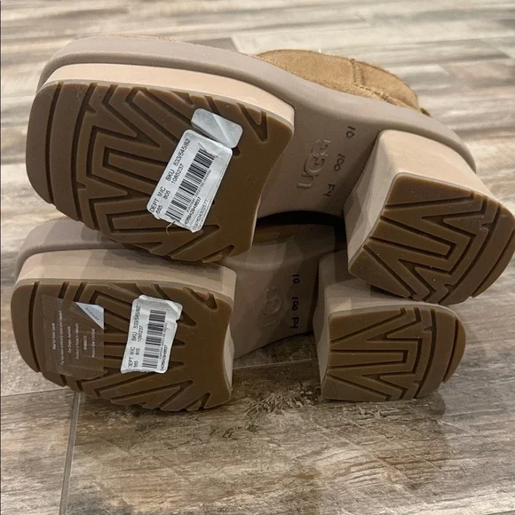 UGG Tan Women's Platform New Heights Suede Mini Boots - Picture 5 of 8